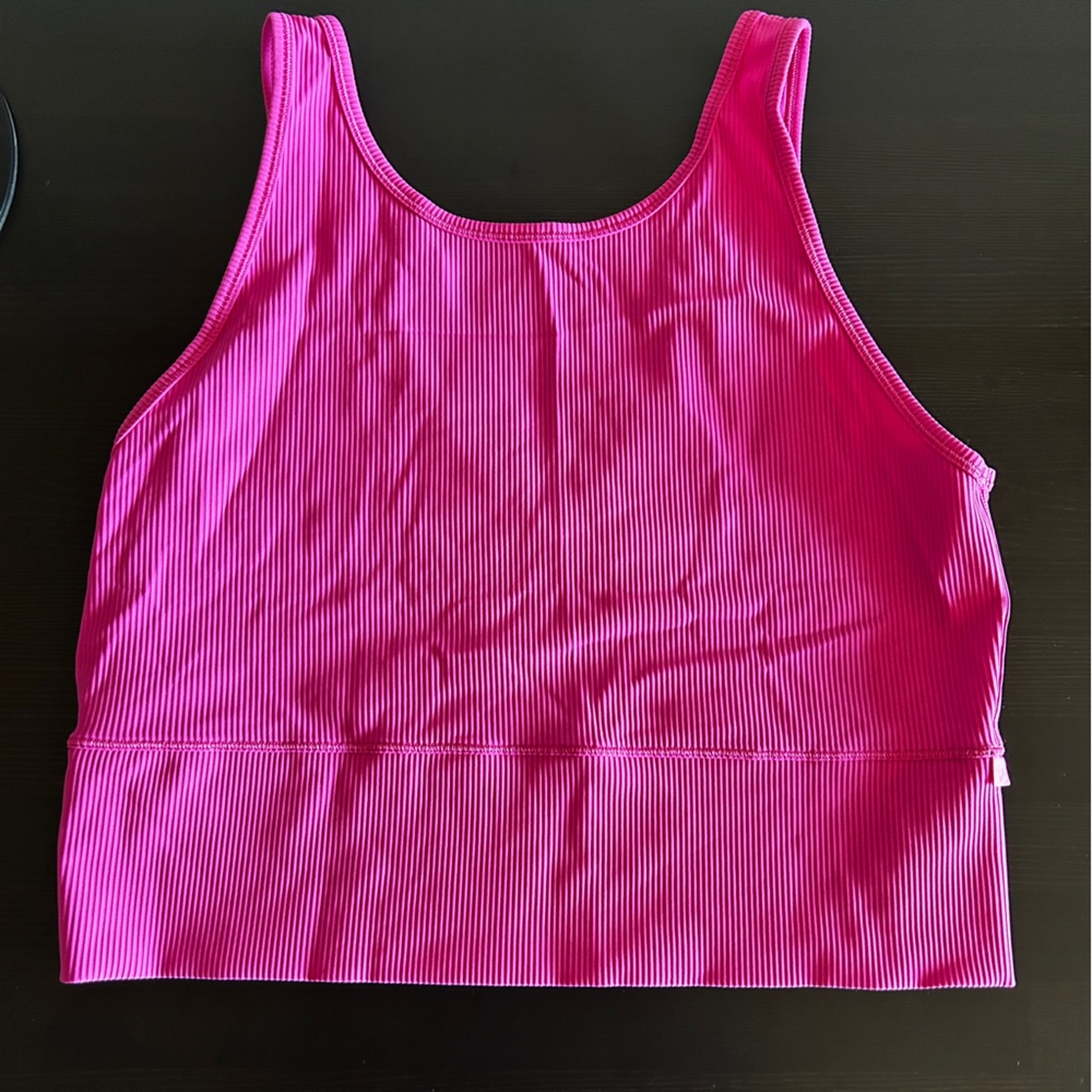 Lululemon Power Pivot Ribbed Tank Top— Sonic Pink (size 14)